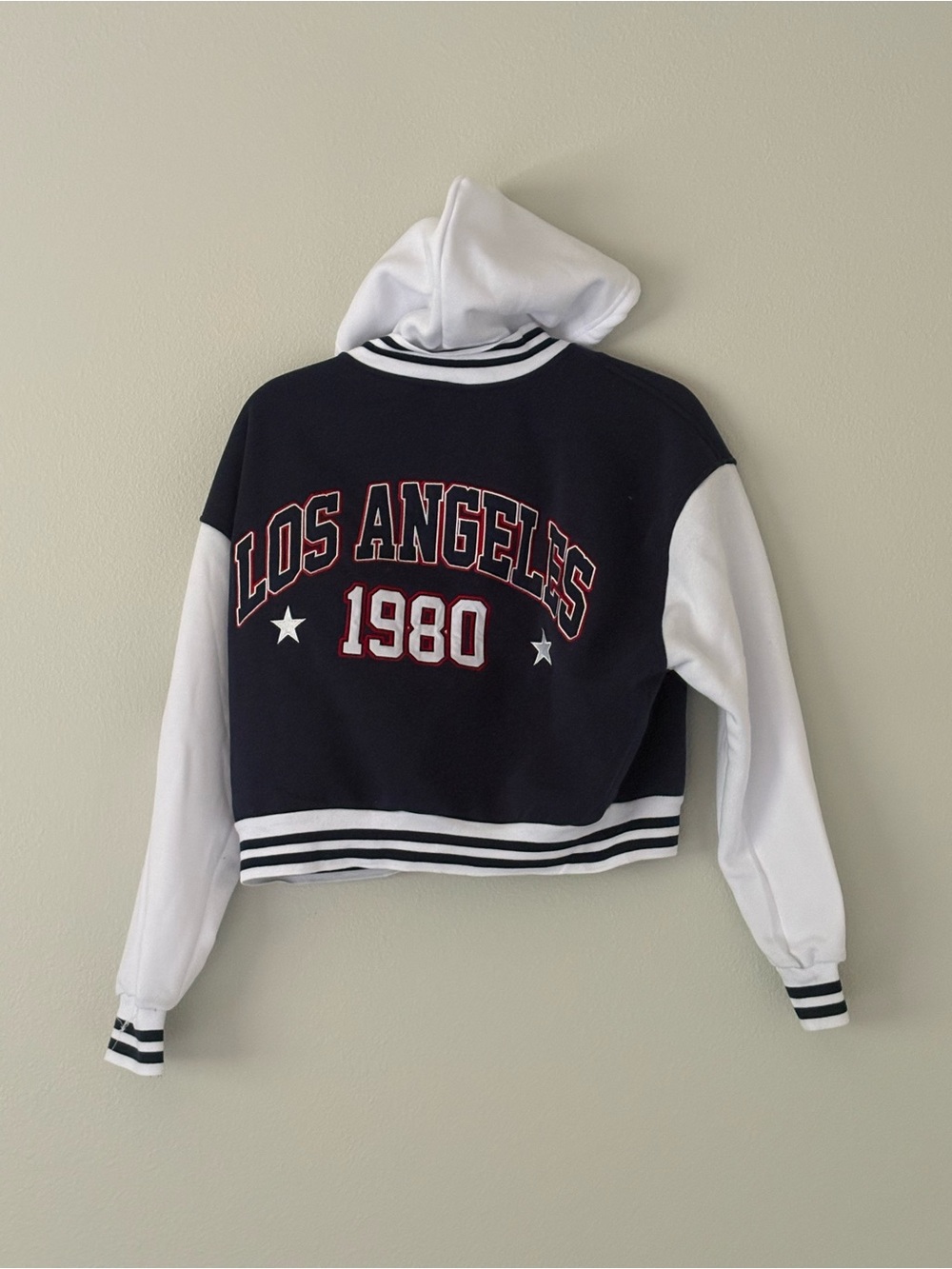 Justify Navy and White Snap-Front Varsity Hoodie - Picture 3 of 4